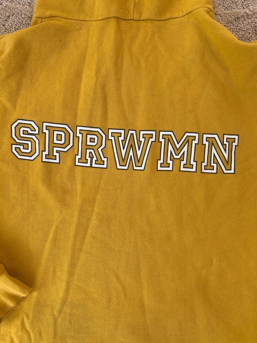 SPRWMN-Mustard Yellow Hoodie with Black Heart Embroidered Chest Patch